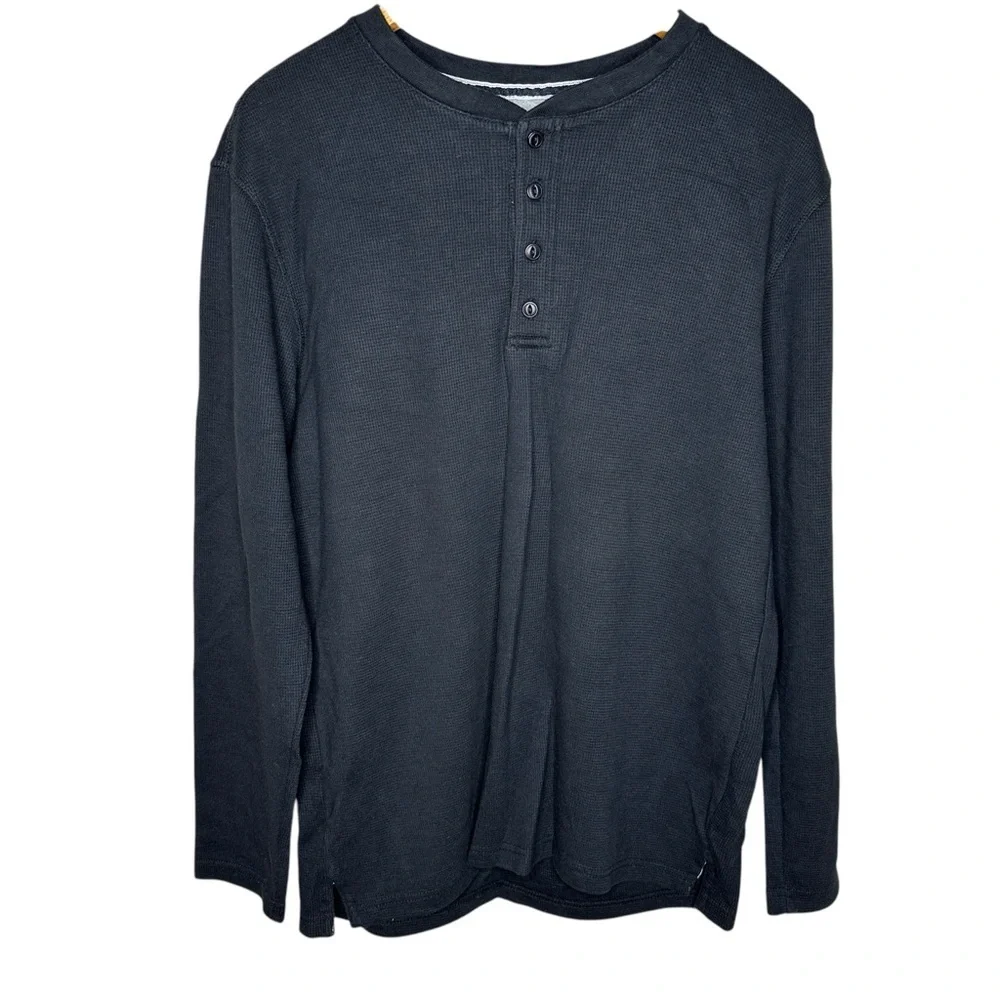 Weatherproof Men's Black Waffle Henley Shirt Size XL - Picture 2 of 4